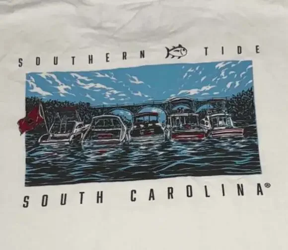 Southern Tide University of South Carolina Gamecock Flag Boats Pocket T-Shirt - Picture 10 of 10